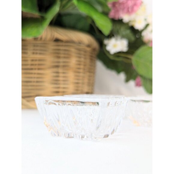 Antique 2" Square Cut Crystal Salt Cellars Set of 4 Cut Glass Spice Dishes Dips - Picture 5 of 8